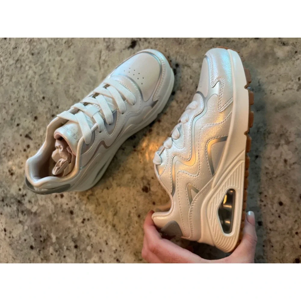 Skechers Street‎ Uno Kids Iridescent White Gum Sole Sneakers 310322L Size G13